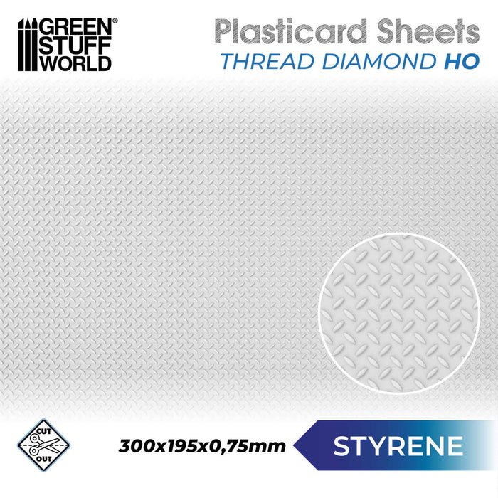 ABS Plasticard - Thread Diamond 1mm Textured Sheet
