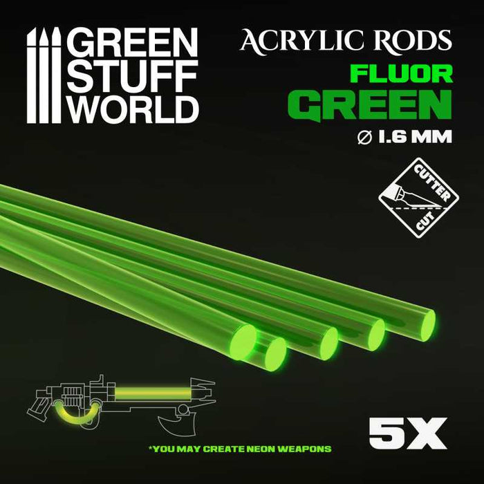 Acrylic Rods - Round 1.6mm Fluor - Green