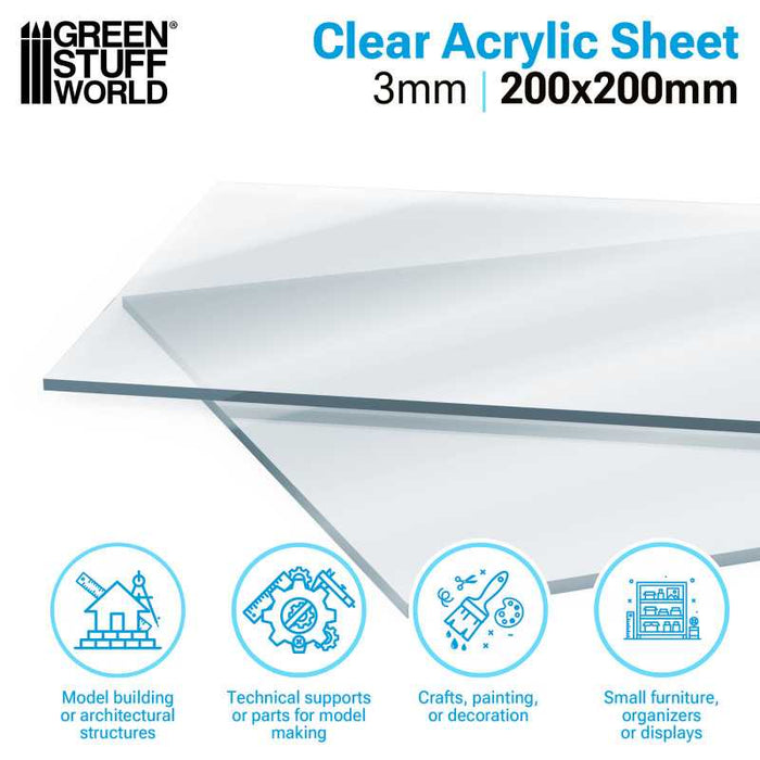 Acrylic Sheets 200x200mm - 3mm Thickness (2 Sheets)
