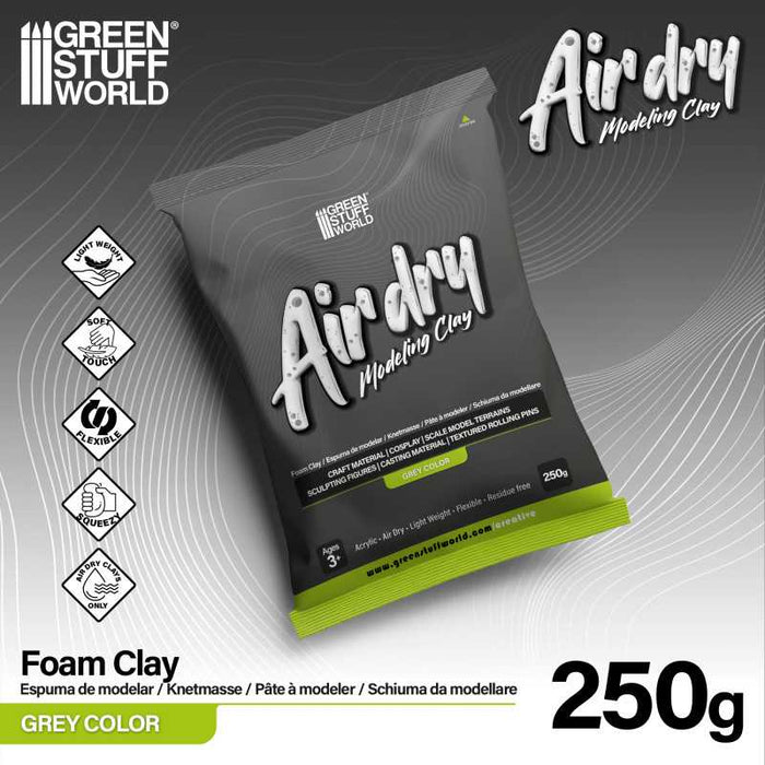 Air Dry Foam Clay Grey 250g