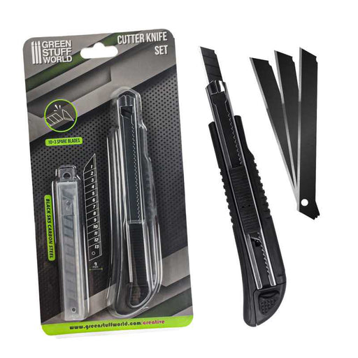 Black Hobby Knife + 10x Black Spare Blades