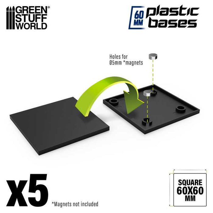 Plastic Bases - Square 60x60mm Black