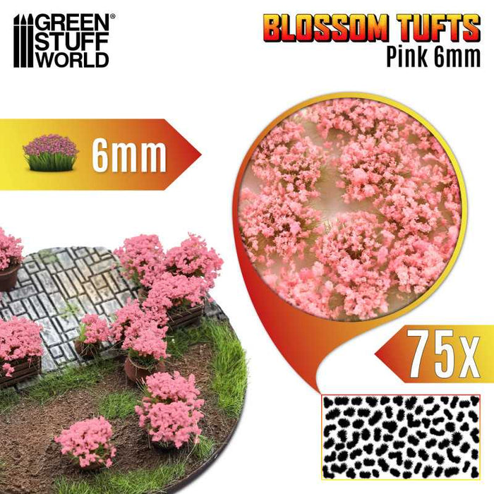 Blossom TUFTS - 6mm Self-Adhesive - Pink Flowers (Pack of 75)