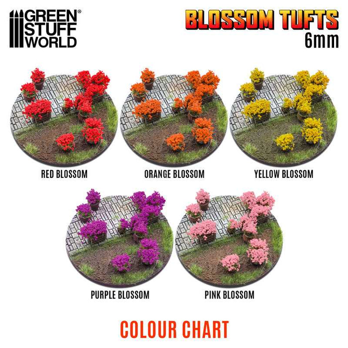 Blossom TUFTS - 6mm Self-Adhesive - Red Flowers (Pack of 75)