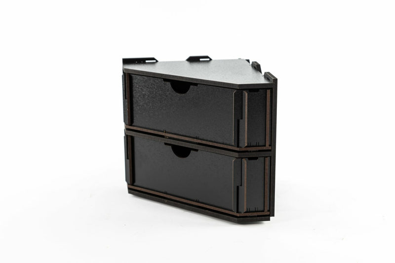 Black Paint Rack: End Module with 2 Drawers