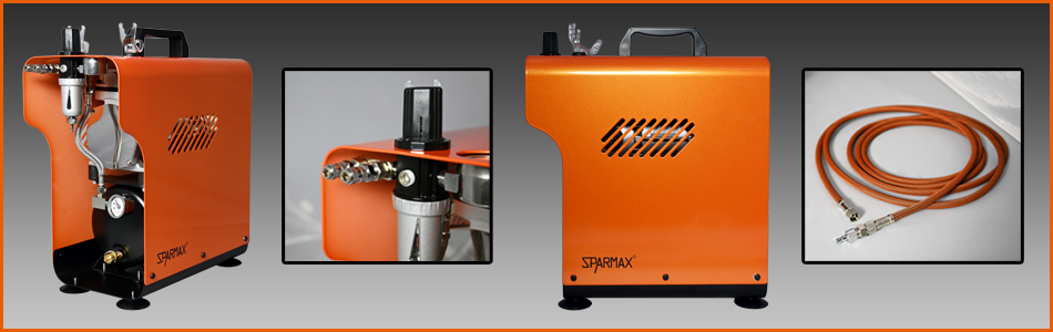 Sparmax Airbrush Compressor 40PSI/60PSI - TC-620X Quantum Orange