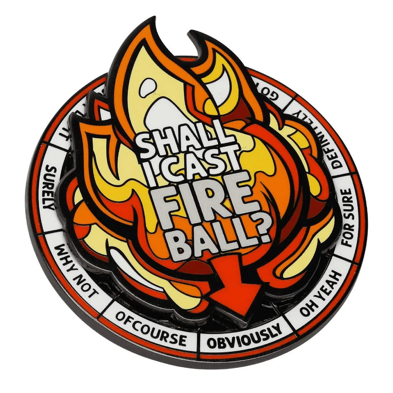 GlassStaff Enamel Spinner Pin - Shall I cast Fireball?