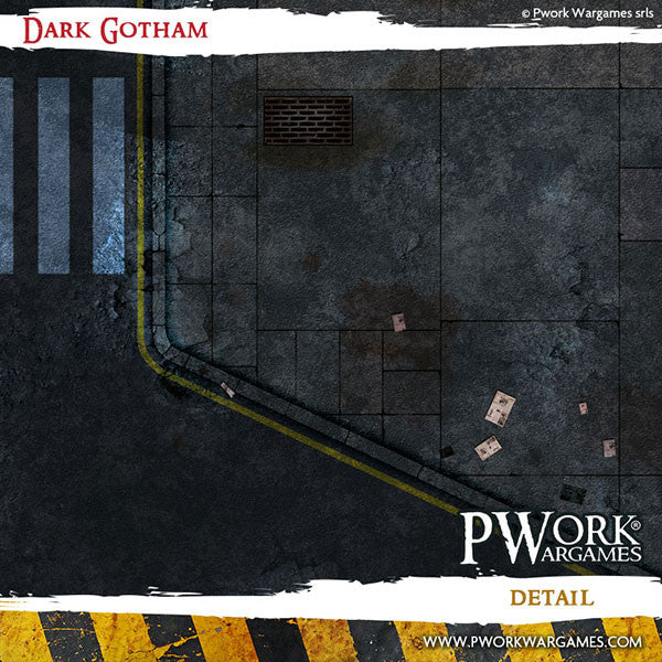 PWork Wargames Neoprene/Rubber Terrain Mat: Dark Gotham - 44x60"