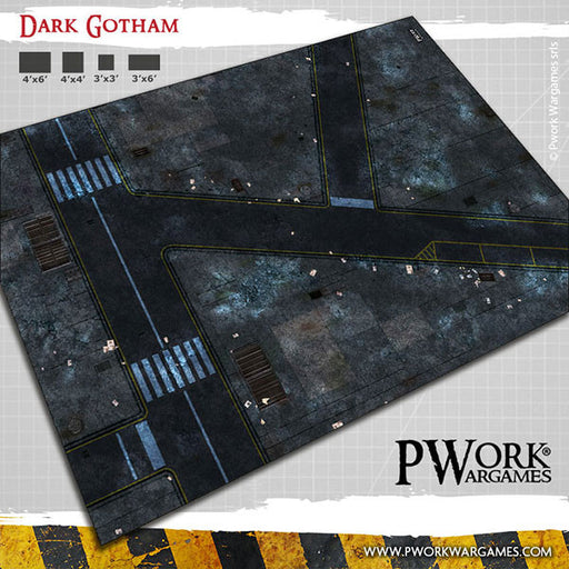 PWork Wargames Neoprene/Rubber Terrain Mat: Dark Gotham - 44x60"