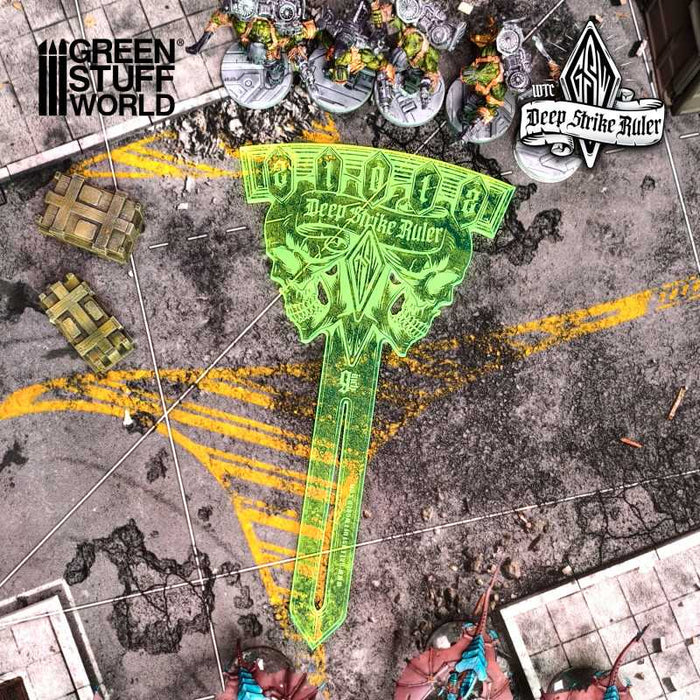 Green Stuff World - Deep Strike Ruler Template 9" - Fluor Green