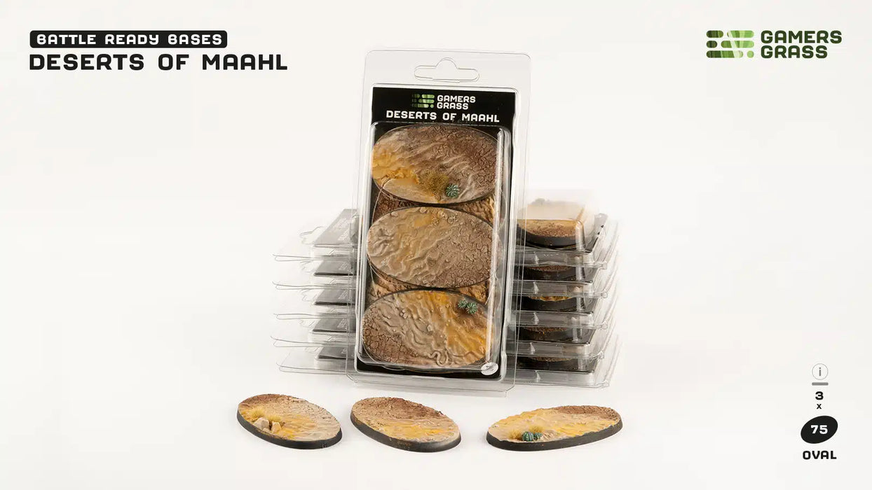 GamersGrass Deserts of Maahl Bases - x3 Oval 75mm