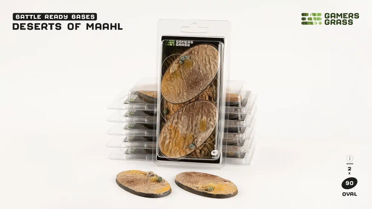 GamersGrass Deserts of Maahl Bases - x2 Oval 90mm