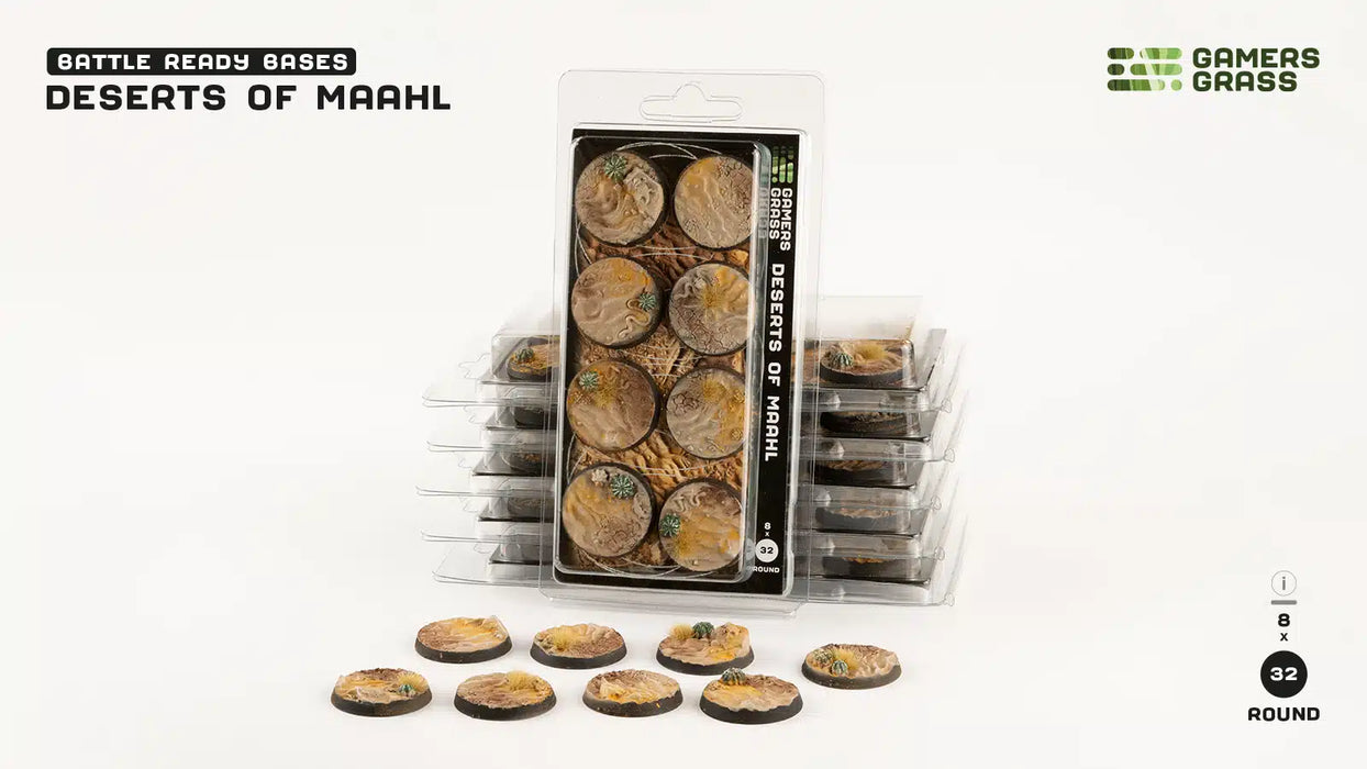 GamersGrass Deserts of Maahl Bases - x8 Round 32mm