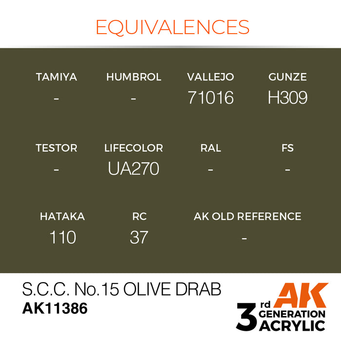 AK Interactive AFV Series - S.C.C. No.15 Olive Drab - 18ml
