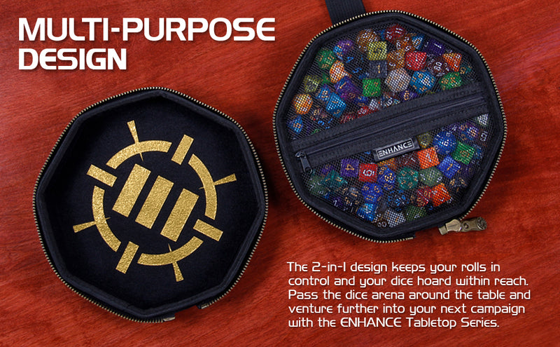 Enhance Gaming Dice Tray & Dice Case - Black
