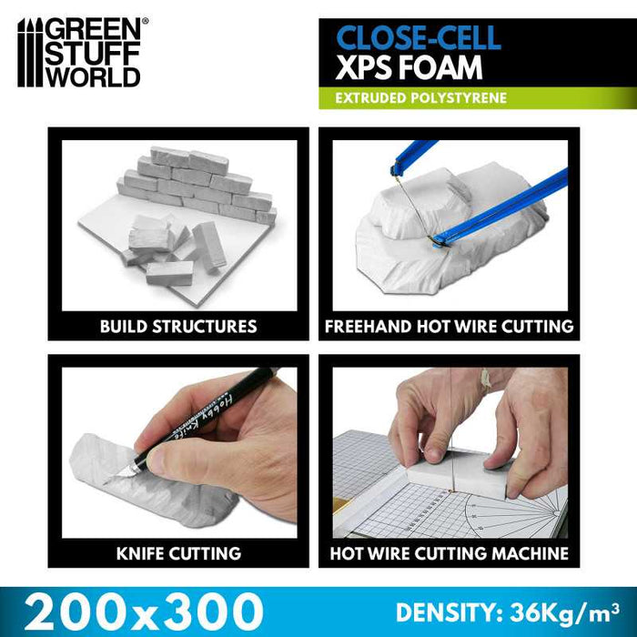 Close-Cell XPS Foam - 30mm Extruded Polystyrene - A4 (200x300mm)