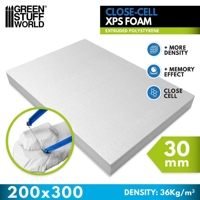 Close-Cell XPS Foam - 30mm Extruded Polystyrene - A4 (200x300mm)