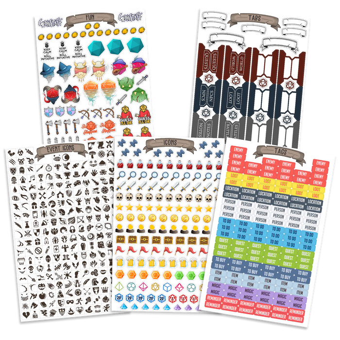 GlassStaff TTRPG Notebook Mini Stickers - 600+ Vinyl Stickers