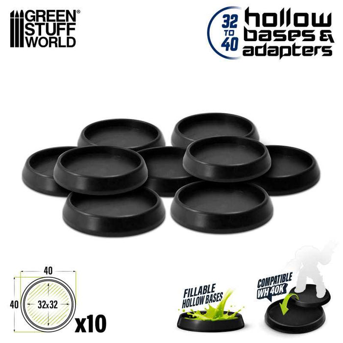 Hollow Plastic Bases - Round 40mm Black