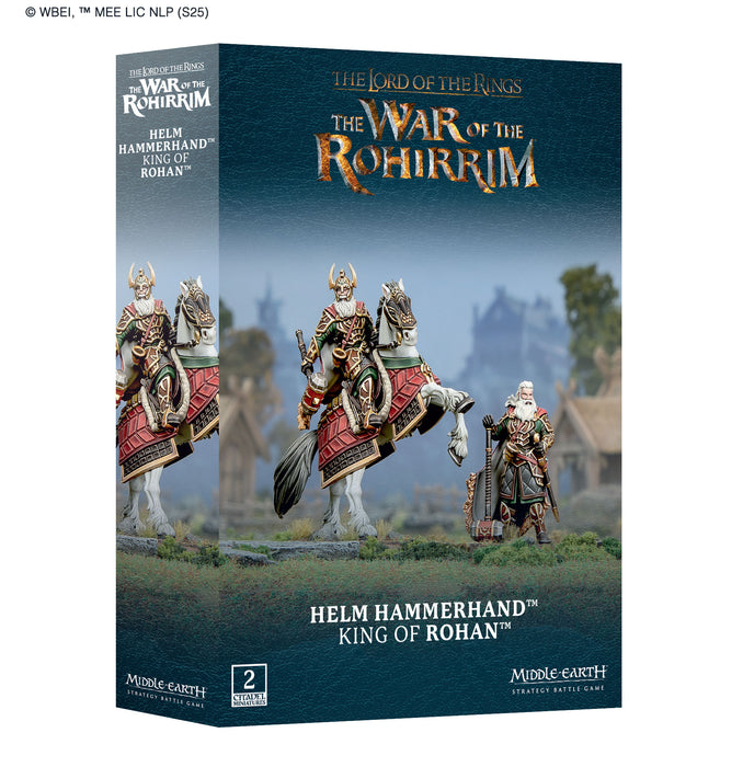 Game box for 'The Lord of the Rings: The War of the Rohirrim' featuring Helm Hammerhand and King of Rohan.