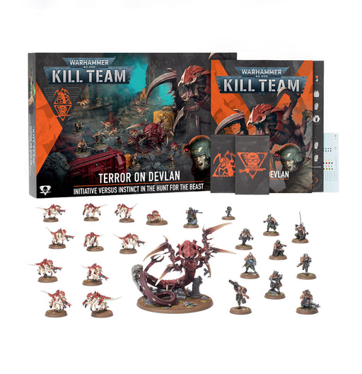 Warhammer Kill Team game set with miniatures and packaging on a white background