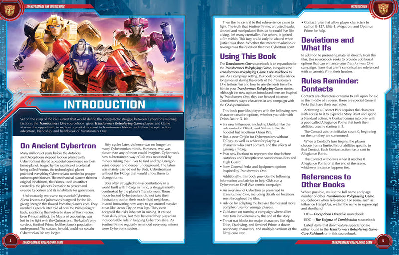 Transformers Roleplaying Game: Transformers One Sourcebook