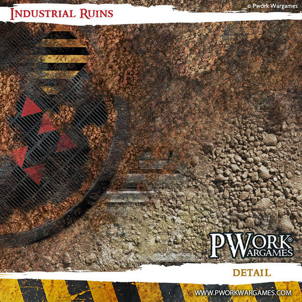 PWork Wargames Neoprene/Rubber Terrain Mat: Industrial Ruins - 44x60"
