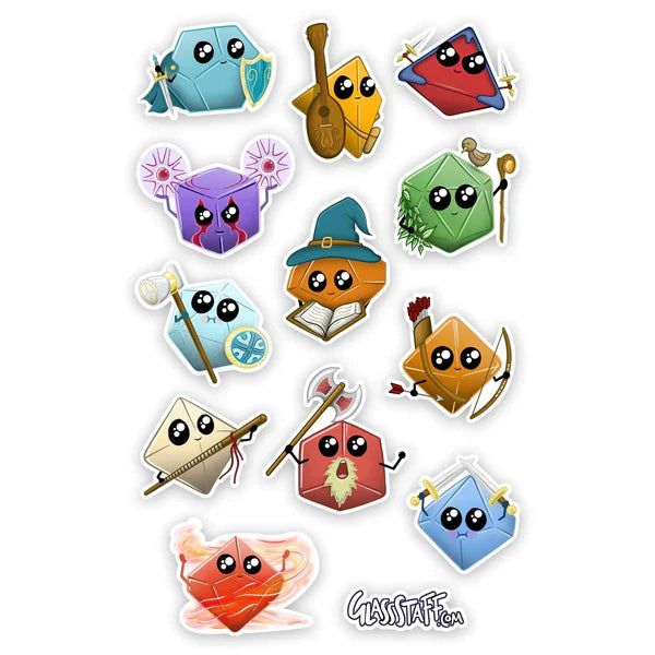 GlassStaff Kawaii Dice Classes Stickers