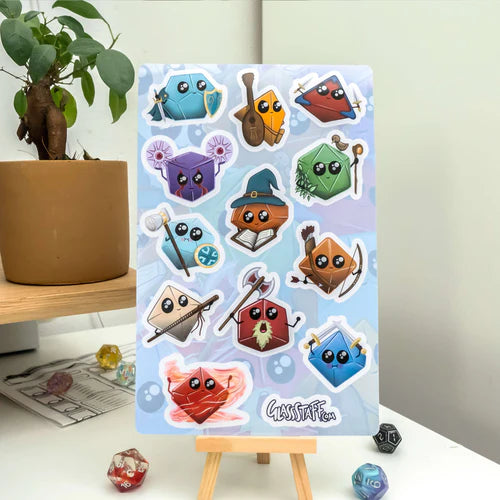 GlassStaff Kawaii Dice Classes Stickers
