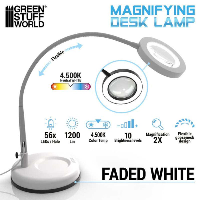 Greenstuff World - Magnifying Desk Lamp - Faded White