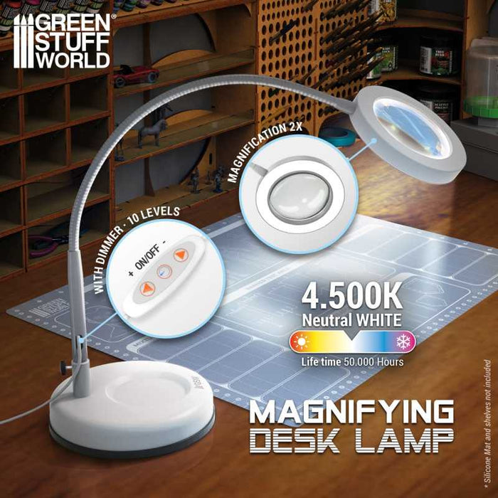 Greenstuff World - Magnifying Desk Lamp - Faded White