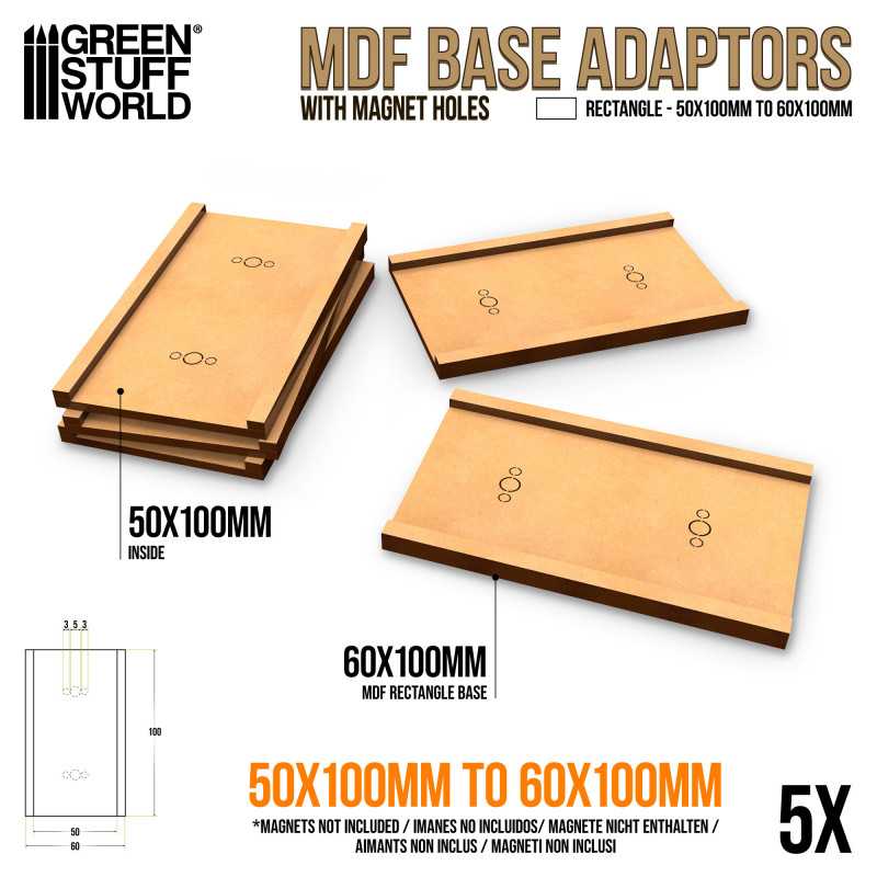 MDF Base Adapter - Rectangular 50x100mm to 60x100mm