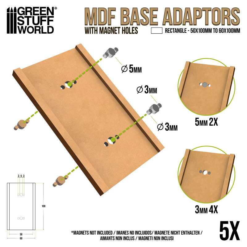 MDF Base Adapter - Rectangular 50x100mm to 60x100mm