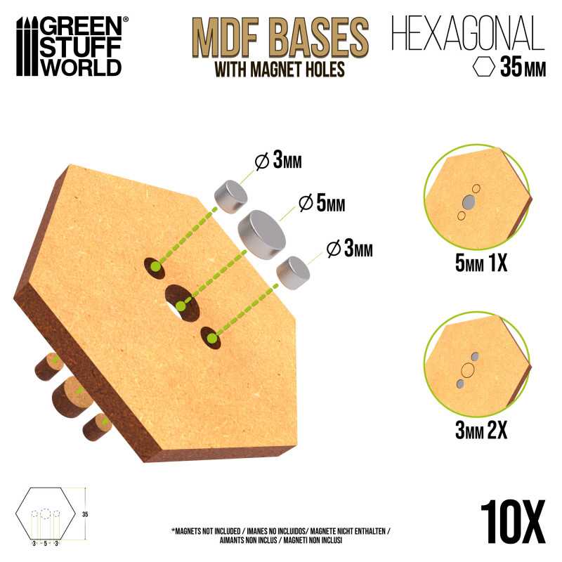 MDF Bases - Hexagonal 35mm