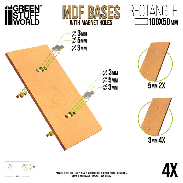 MDF Old World Bases - Rectangle 50x100mm
