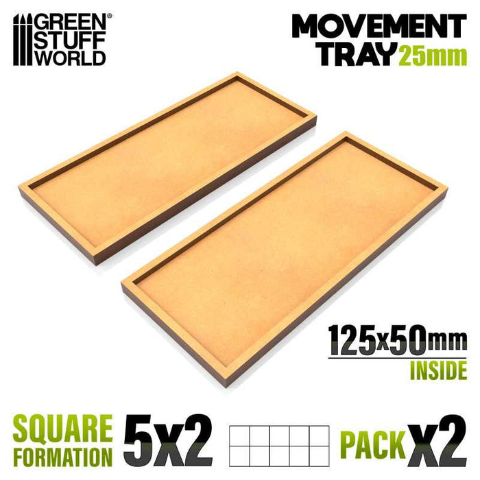 MDF Movement Trays 25mm 5x2 - Square Formation