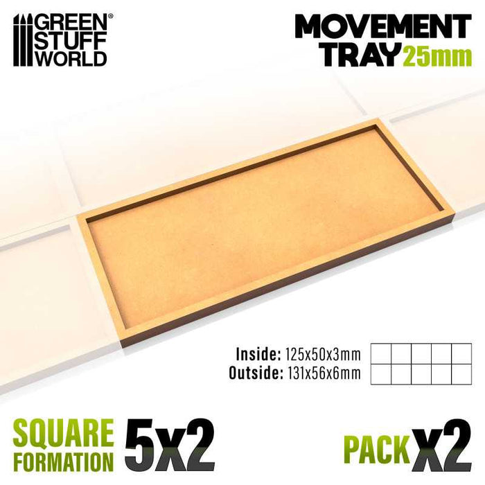 MDF Movement Trays 25mm 5x2 - Square Formation