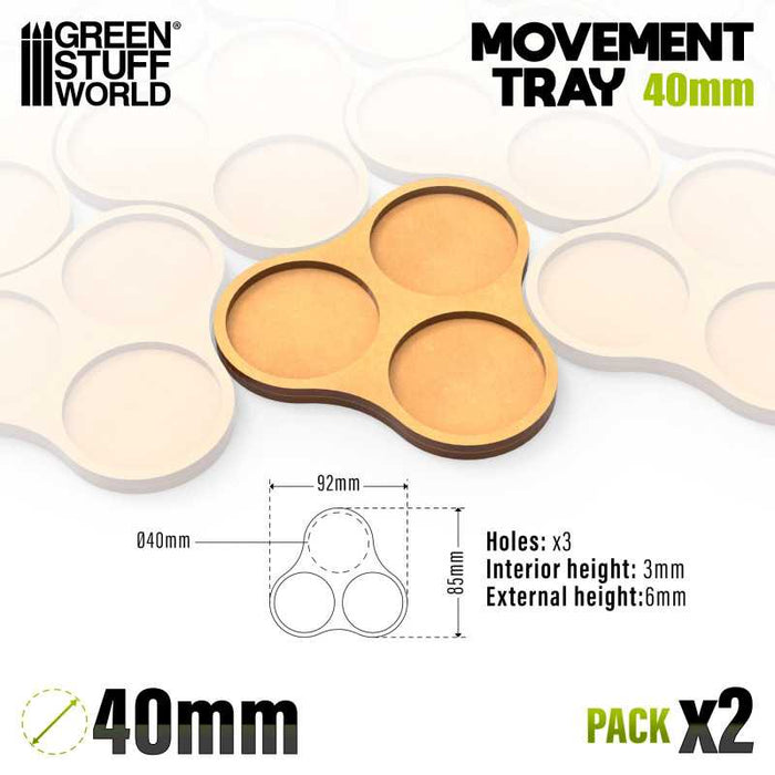 MDF Movement Trays 40mm x3 - Skirmish