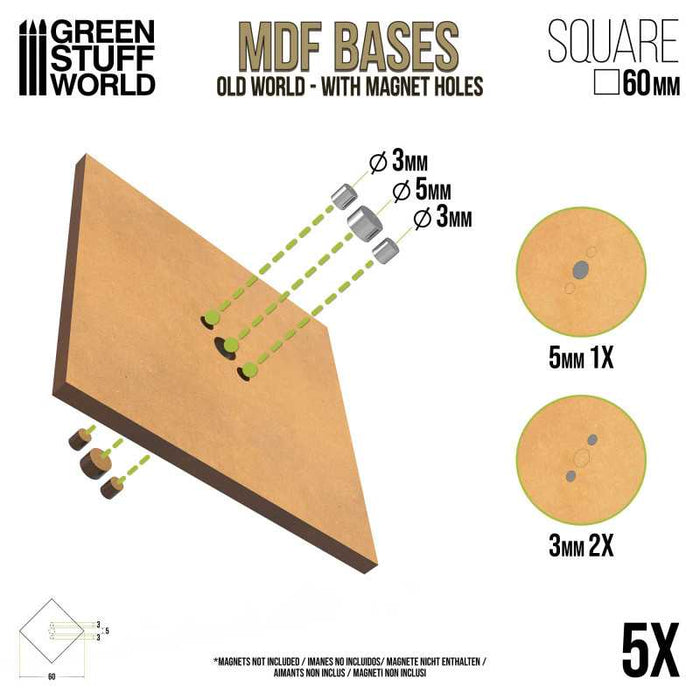 MDF Old World Bases - Square 60mm