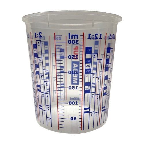 Mega Cup 400ml Clear Plastic Mixing Cup (Calibrated to 340ml) - 5 Pack