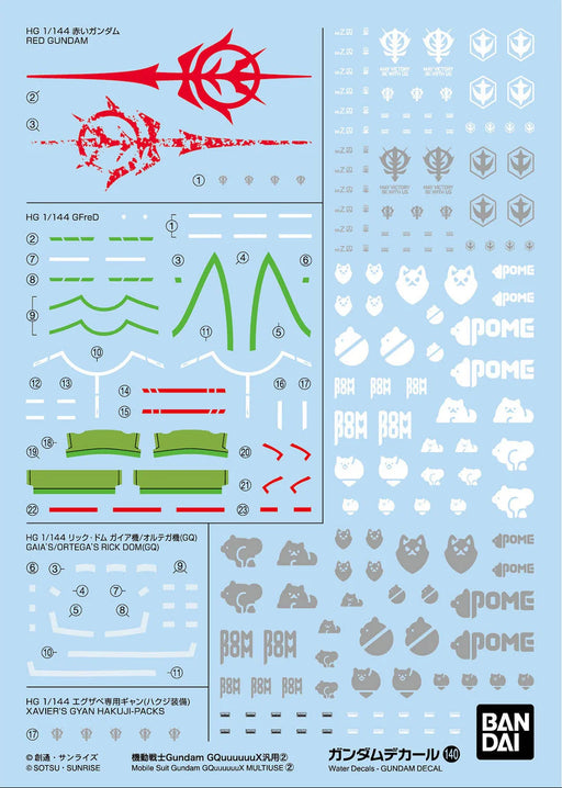 Gundam Decal 140 - GQuuuuuuX Multiuse 2 Gunpla Decal Sheet