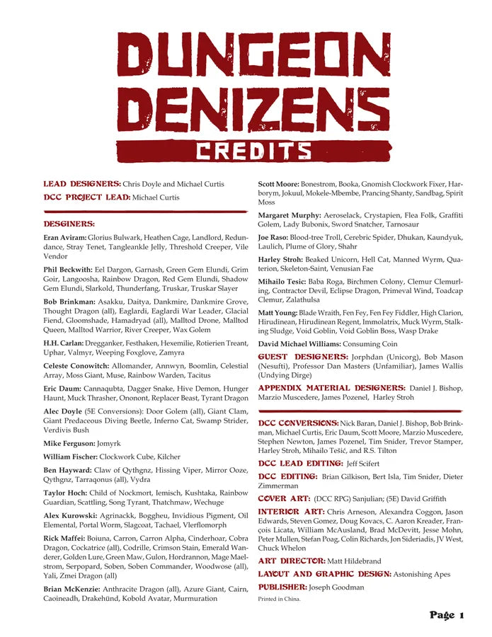 Dungeon Crawl Classics: Dungeon Denizens (Hardcover)