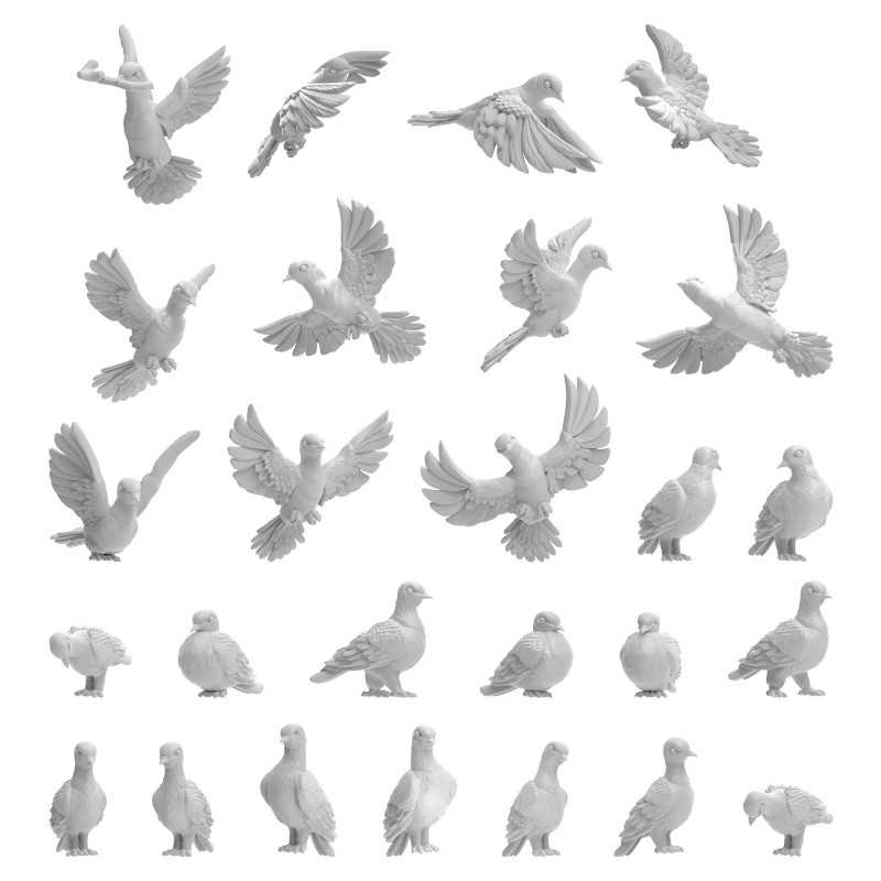 3D Printed Pigeons 1:48-1:35