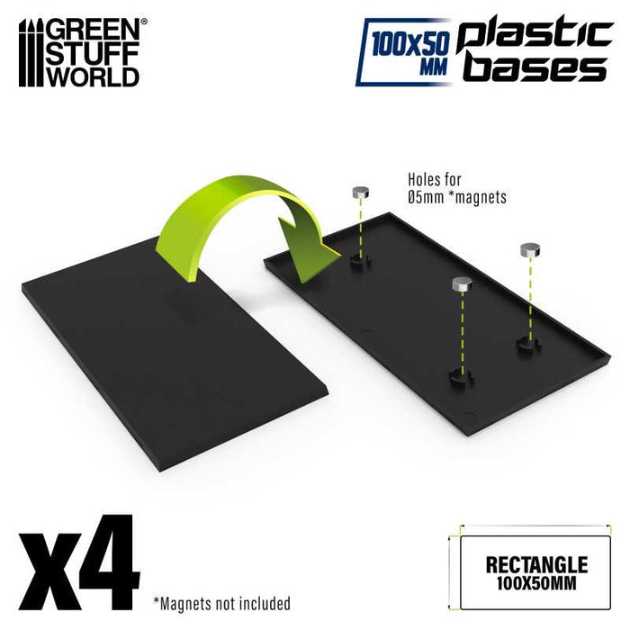 Plastic Bases - Rectangle 100x50mm Black