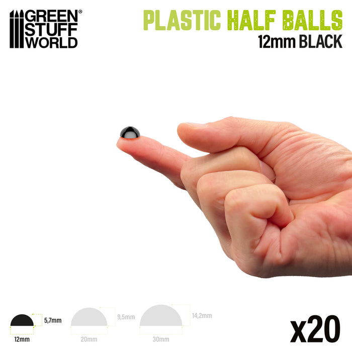 Plastic Half Balls - 12mm