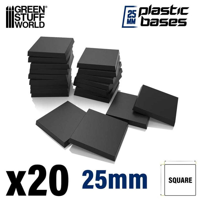 Plastic Bases - Square 25x25mm Black