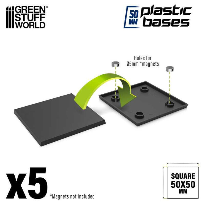 Plastic Bases - Square 50x50mm Black