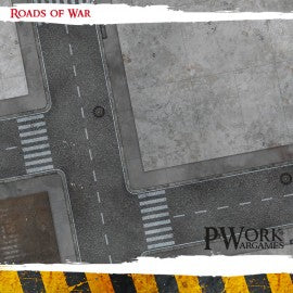 PWork Wargames Neoprene/Rubber Terrain Mat: Roads of War - 44x60"