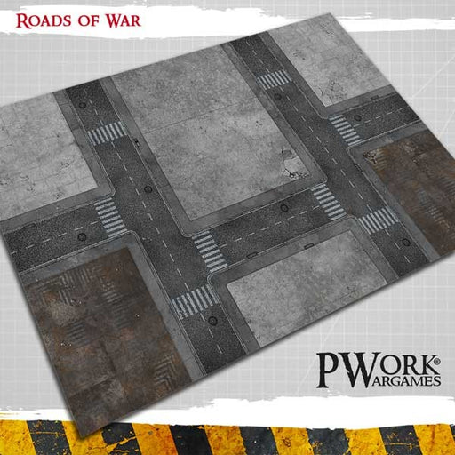 PWork Wargames Neoprene/Rubber Terrain Mat: Roads of War - 44x60"