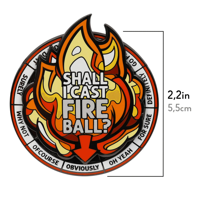 GlassStaff Enamel Spinner Pin - Shall I cast Fireball?